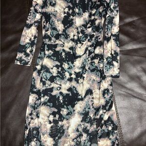 Leith Black and Cream Long Sleeve Dress